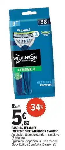 E.Leclerc RASOIRS JETABLES 'XTREME 3 DE WILKINSON SWORD' offre