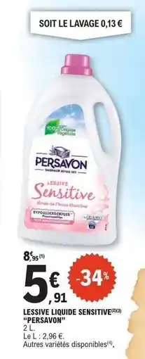 E.Leclerc LESSIVE LIQUIDE SENSITIVE PERSAVON offre