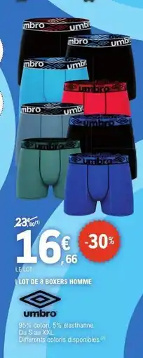E.Leclerc LOT DE 8 BOXERS HOMME offre