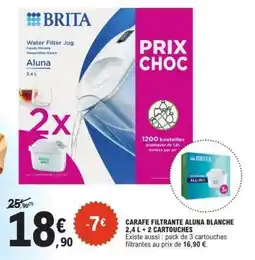 E.Leclerc Carafe Filtrante Aluna Blanche 2,4L + 2 Cartouches offre