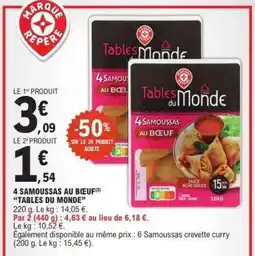 E.Leclerc 4 Samoussas au Bœuf Tables du Monde offre