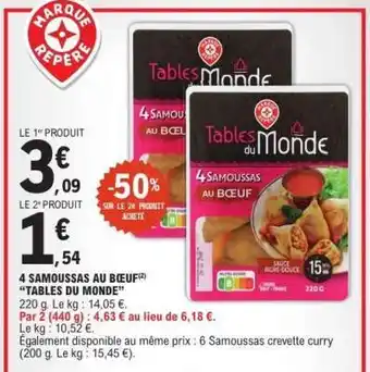 E.Leclerc 4 Samoussas au Bœuf Tables du Monde offre