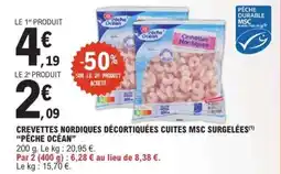 E.Leclerc CREVETTES NORDIQUES DÉCORTIQUÉES CUITES MSC SURGELÉES “PÊCHE OCÉAN” offre