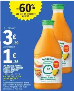 E.Leclerc Jus Ananas, Pomme & Fruit de la Passion Format Spécial 'Innocent' offre