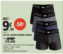 E.Leclerc 1 LOT DE 4 BOXERS HOMME AIRNESS offre