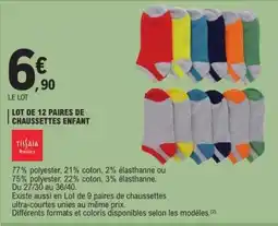 E.Leclerc Lot de 12 paires de chaussettes enfant offre