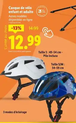 Lidl Casque de vélo enfant et adulte offre