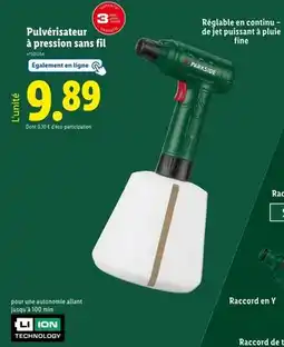 Lidl PARKSIDE Pulvérisateur à pression sans fil offre