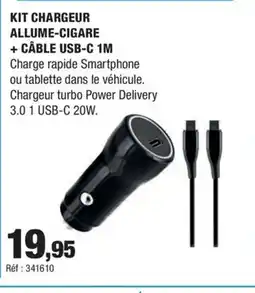 Autobacs Kit chargeur allume-cigare + câble usb-c 1m offre
