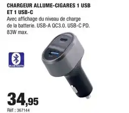 Autobacs Chargeur allume-cigares 1 usb et 1 usb-c offre