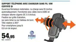 Autobacs Support téléphone avec chargeur sans fil 10w certifié qi offre