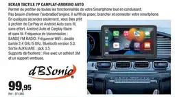 Autobacs Ecran tactile 7p carplay-android auto offre
