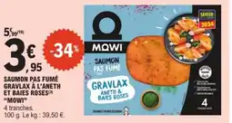 E.Leclerc Drive MOWI Saumon pas fumé gravlax à l'aneth et baies roses offre