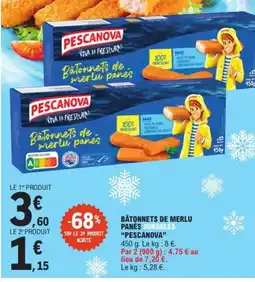 PESCANOVA Batonnets de merlu panés surgelés