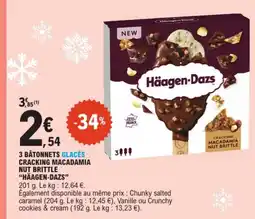 HÄAGEN-DAZS 3 bâtonnets glacés cracking macadamia nut brittle