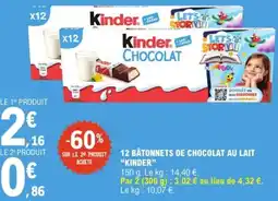 E.Leclerc Drive KINDER 12 bâtonnets de chocolat au lait offre