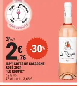 E.Leclerc Drive LE ROUPIC Igp côtes de gascogne rosé 2024 offre
