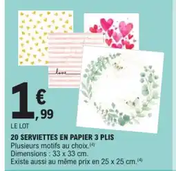E.Leclerc Drive 20 serviettes en papier 3 plis offre