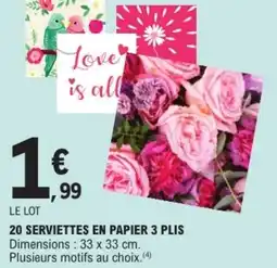 E.Leclerc Drive 20 serviettes en papier 3 plis offre