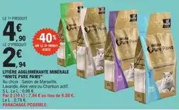 E.Leclerc Drive WHITE PURE PAWS Litière agglomérante minérale offre