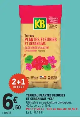E.Leclerc Drive KB Terreau plantes fleuries et géraniums offre