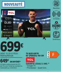 TCL TV QLED 65P7K 65"