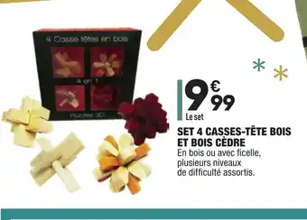 ALDI Set 4 Casses-Tête Bois Et Bois Cèdre offre