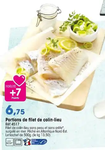 Portions de filet de colin-lieu