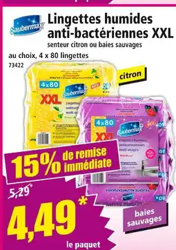Norma SAUBERMAX Lingettes humides anti-bactériennes xxl offre