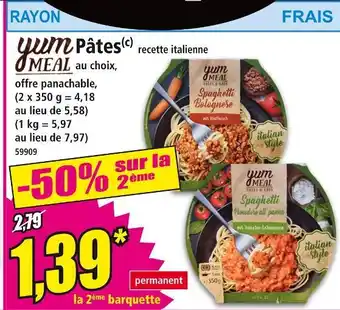 Norma Yum Meal Pâtes recette italienne offre