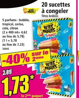 Norma Têtes brûlées 20 sucettes à congeler offre