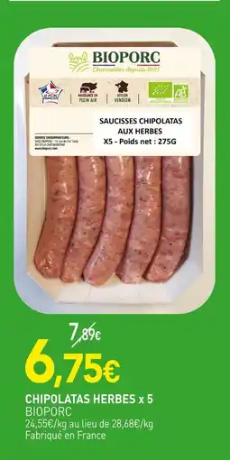 naturéO BIOPORC CHIPOLATAS HERBES x 5 offre