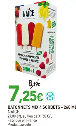 naturéO NAICE Bâtonnets mix 4 sorbets offre