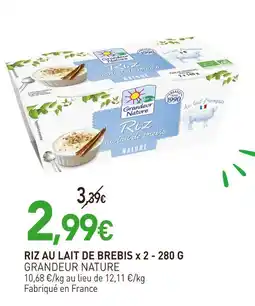 naturéO GRANDEUR NATURE Riz au lait de brebis x 2 - 280 g offre
