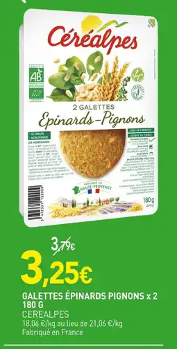 naturéO Céréalpes Galettes épinards pignons x 2 offre