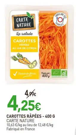 naturéO CARTE NATURE CAROTTES RÂPÉES - 400 G offre