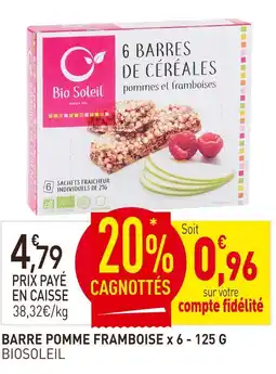 naturéO Bio Soleil Barre pomme framboise x 6 offre