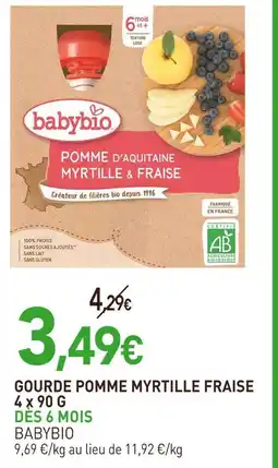 naturéO Babybio Gourde pomme myrtille fraise offre