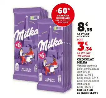 Hyper U Milka Chocolat offre
