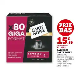 Hyper U Carte Noire Capsules offre