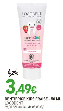 naturéO LOGODENT Dentifrice kids fraise - 50 ml offre