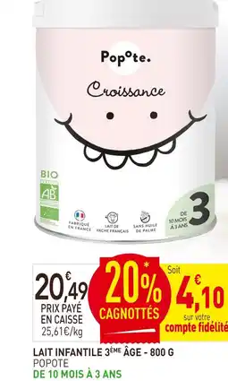 naturéO POPOTE Lait infantile 3ème âge offre