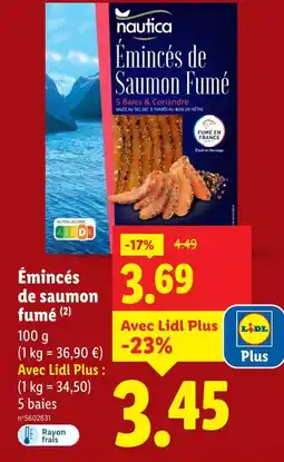Lidl nautica Émincés de saumon fumé offre