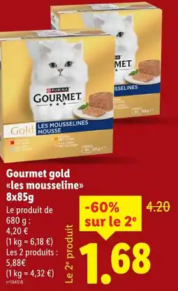 Lidl PURINA Gourmet gold les mousseline 8x85g offre