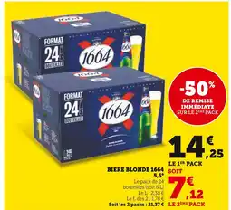 Hyper U 1664 Bière blonde 5,5° offre
