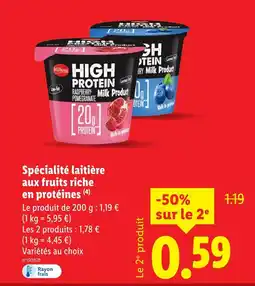 Lidl Milbona Spécialité laitière aux fruits riche en protéines offre