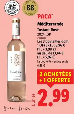 Lidl PACA Méditerranée Instant Rosé 2024 IGP offre