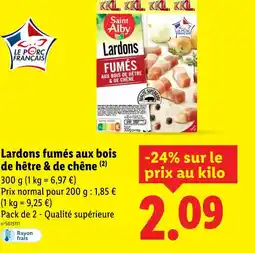 Lidl Saint Alby Lardons fumés aux bois de hêtre & de chêne offre