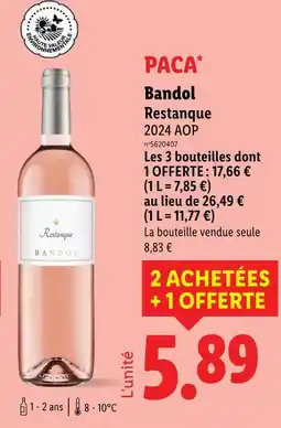 Lidl Paca Bandol Restanque 2024 AOP offre