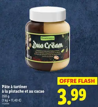 Lidl Gamberina Pâte à tartiner à la pistache et au cacao offre